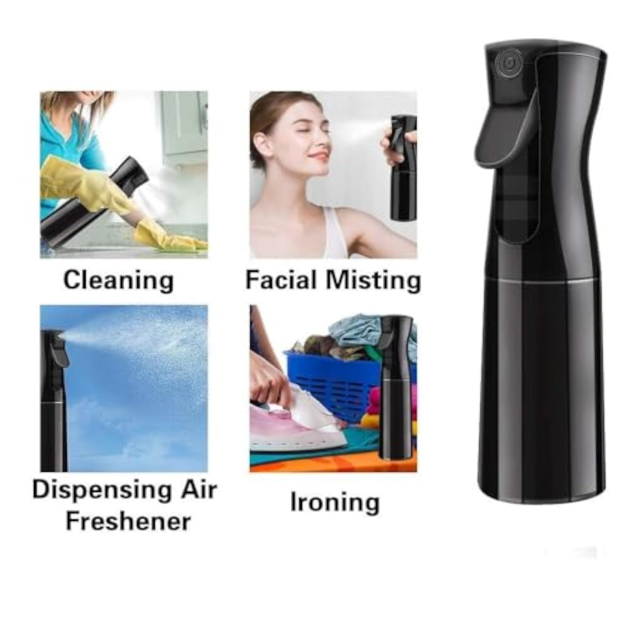 Continuous Fine Mist Spray Bottle 300ml for Hair & Skin